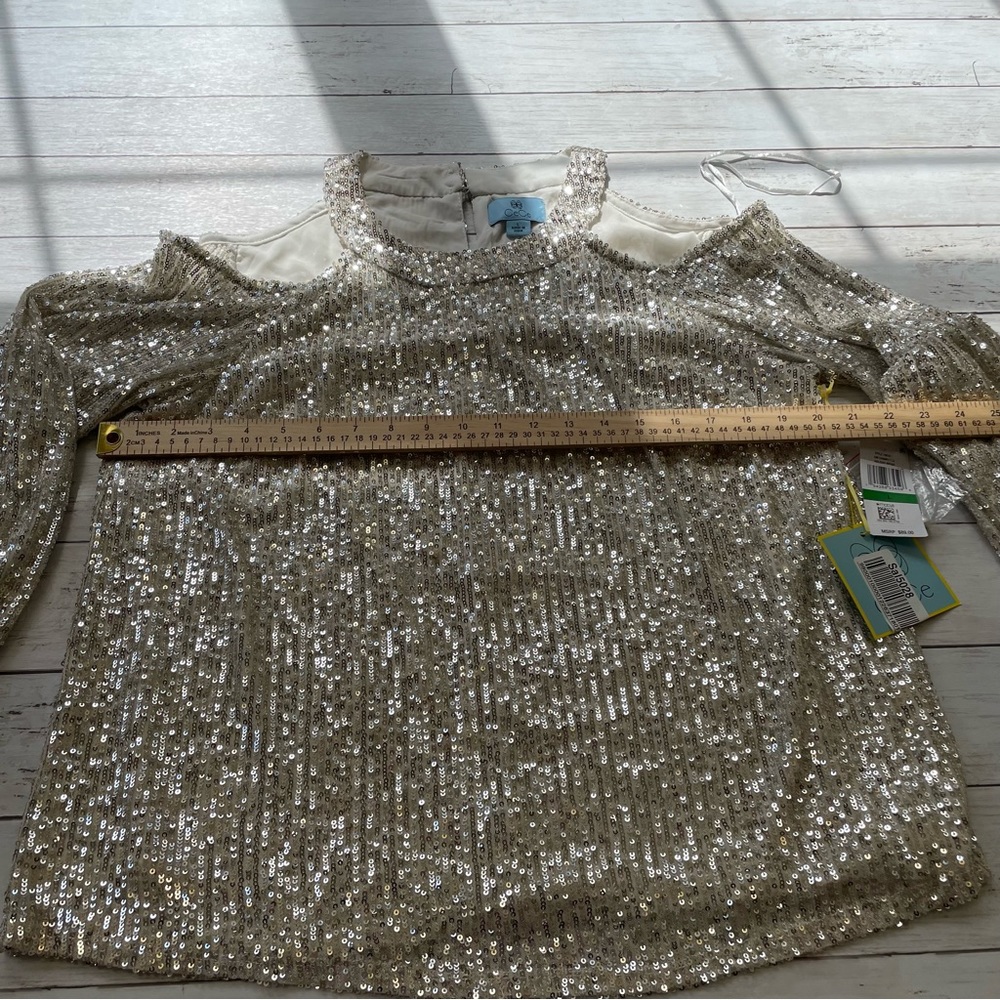 Cece Cold Shoulder Sequined Long Sleeve Women Blouse Top Size L - Picture 6 of 8